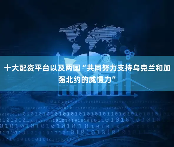 十大配资平台以及两国“共同努力支持乌克兰和加强北约的威慑力”