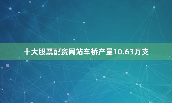十大股票配资网站车桥产量10.63万支